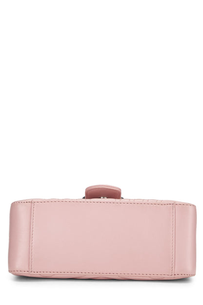 Gucci, Mini sac à main à rabat en cuir rose GG Marmont d'occasion, rose