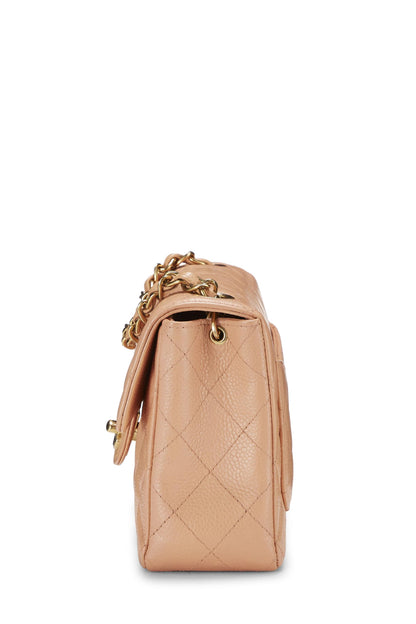 Chanel, Pre-Loved Pink Quilted Caviar Half Flap Mini, Pink