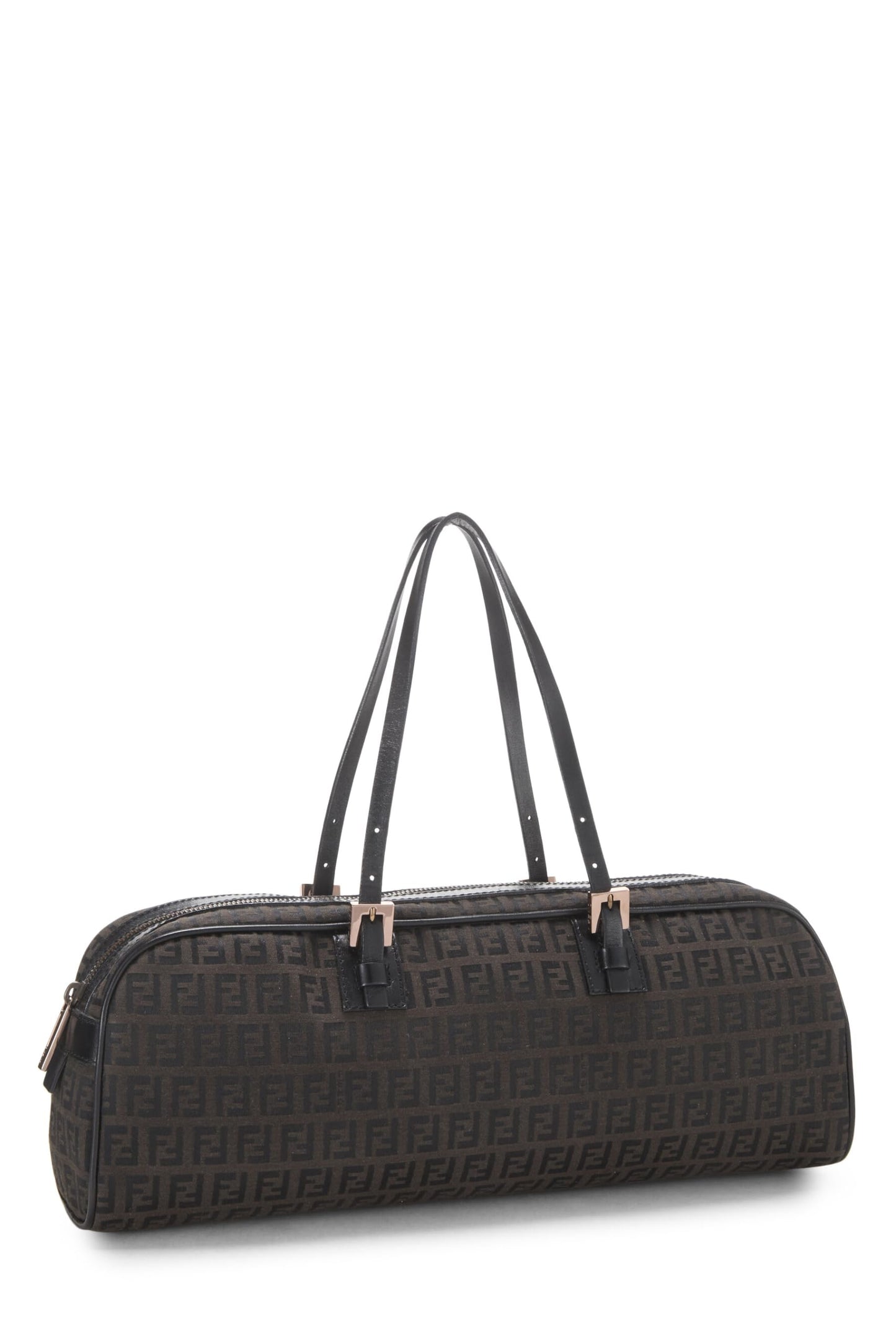 Fendi, sac à main long en toile marron Zucchino d'occasion, noir