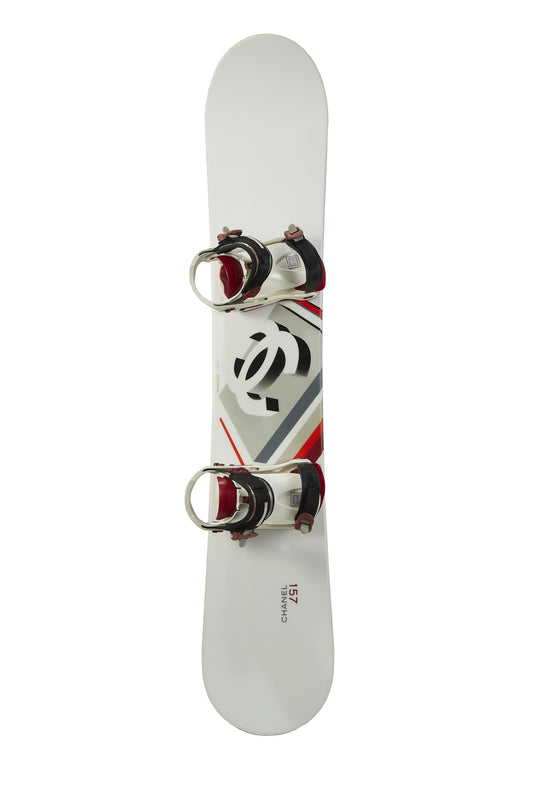 Chanel, Snowboard Sportline 'CC' en fibre de verre blanc d'occasion, blanc