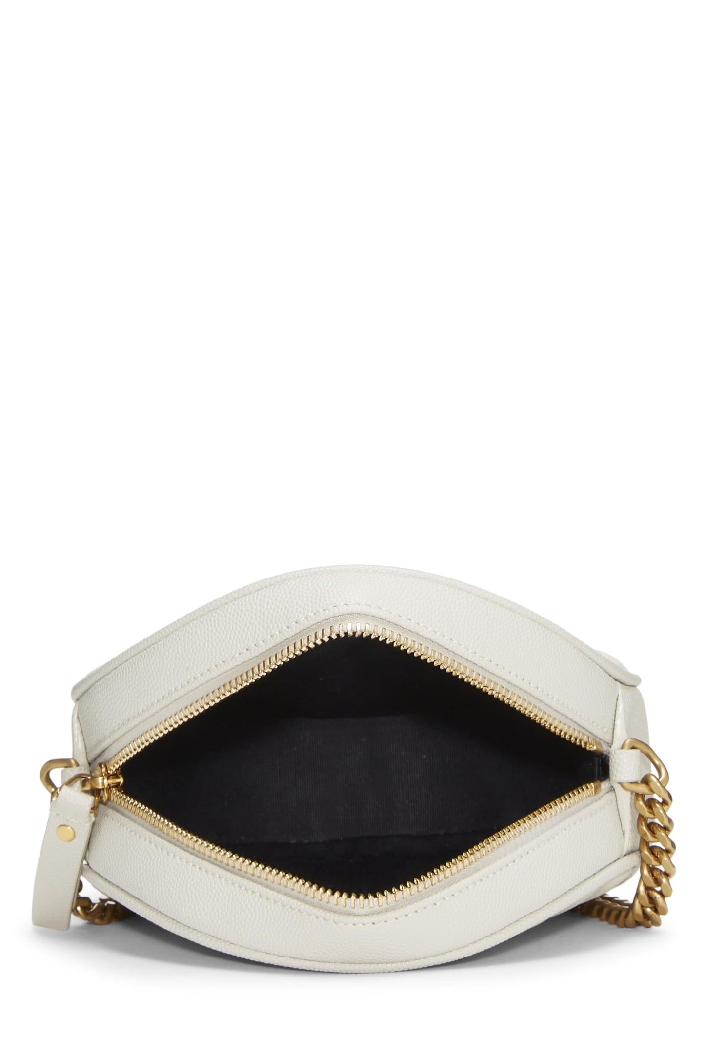 Yves Saint Laurent, Pre-Loved Cream Grainy Leather Round Camera Bag, Cream