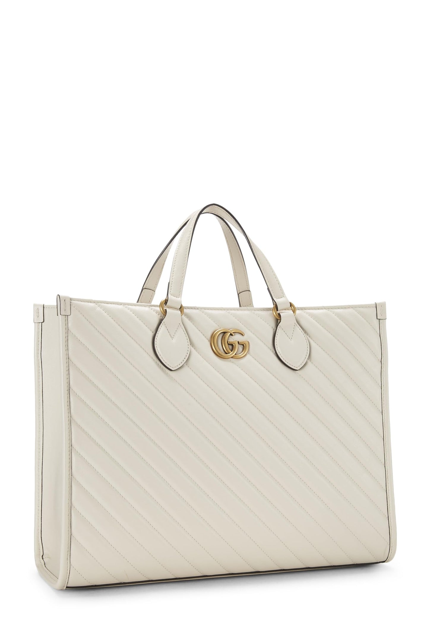 Gucci, Pre-Loved Pink Leather GG Marmont Top Handle Bag Small, White