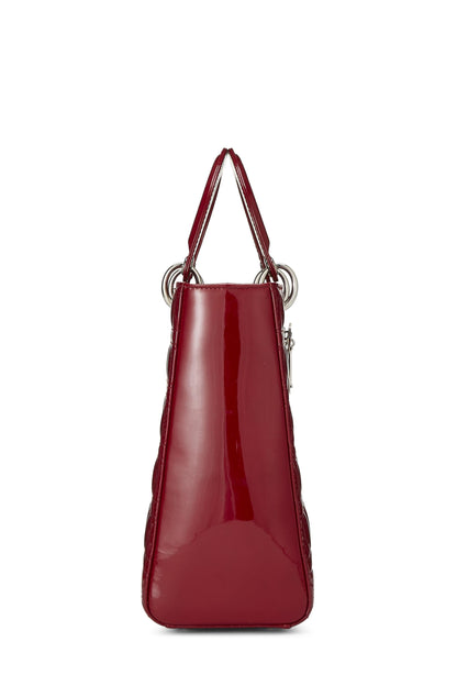 Dior, Pre-Loved Red Cannage Patent Leather Lady Dior Large, Red