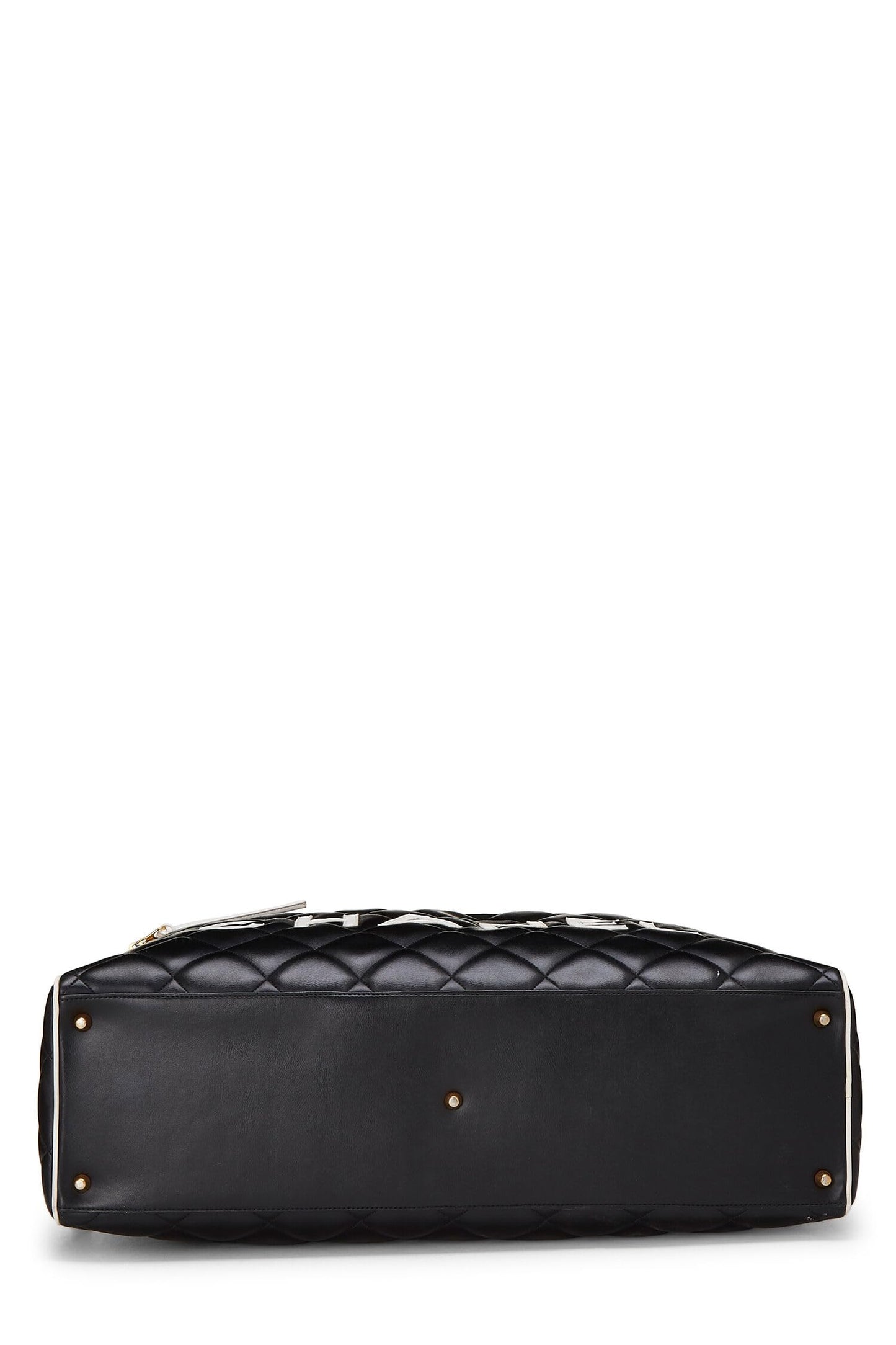 Chanel, Grand sac bowling en cuir de veau matelassé noir d'occasion, noir