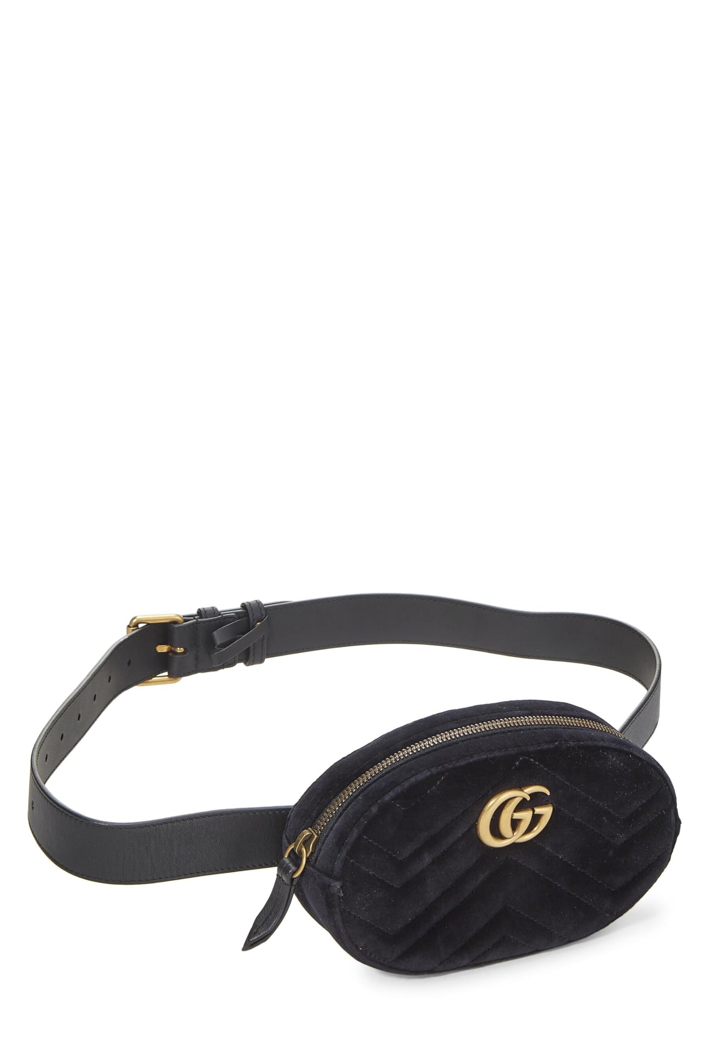 Gucci, sac ceinture Marmont Mini en velours noir d'occasion, noir