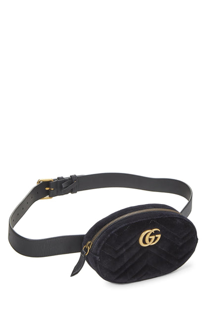 Gucci, Pre-Loved Black Velvet Marmont Belt Bag Mini, Black