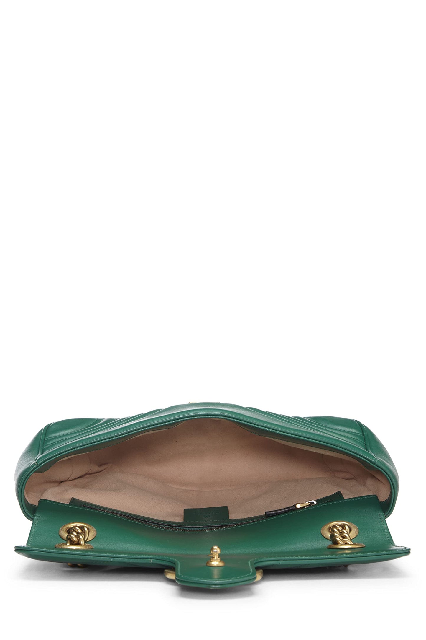 Gucci, Pre-Loved Green Leather Marmont Shoulder Bag Small, Green