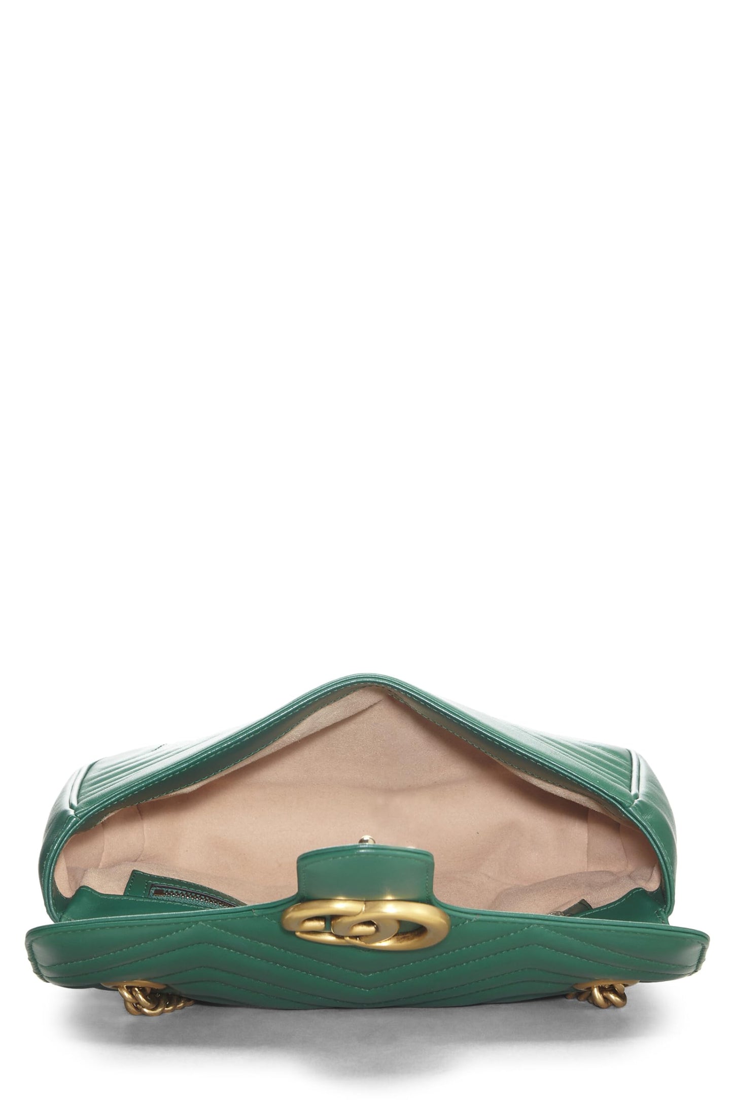 Gucci, Pre-Loved Green Leather GG Marmont Shoulder Bag Small, Green