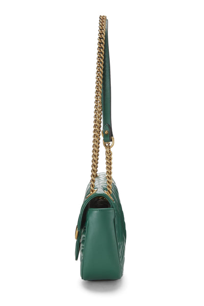 Gucci, sac à bandoulière GG Marmont en cuir vert d'occasion, petit modèle, vert