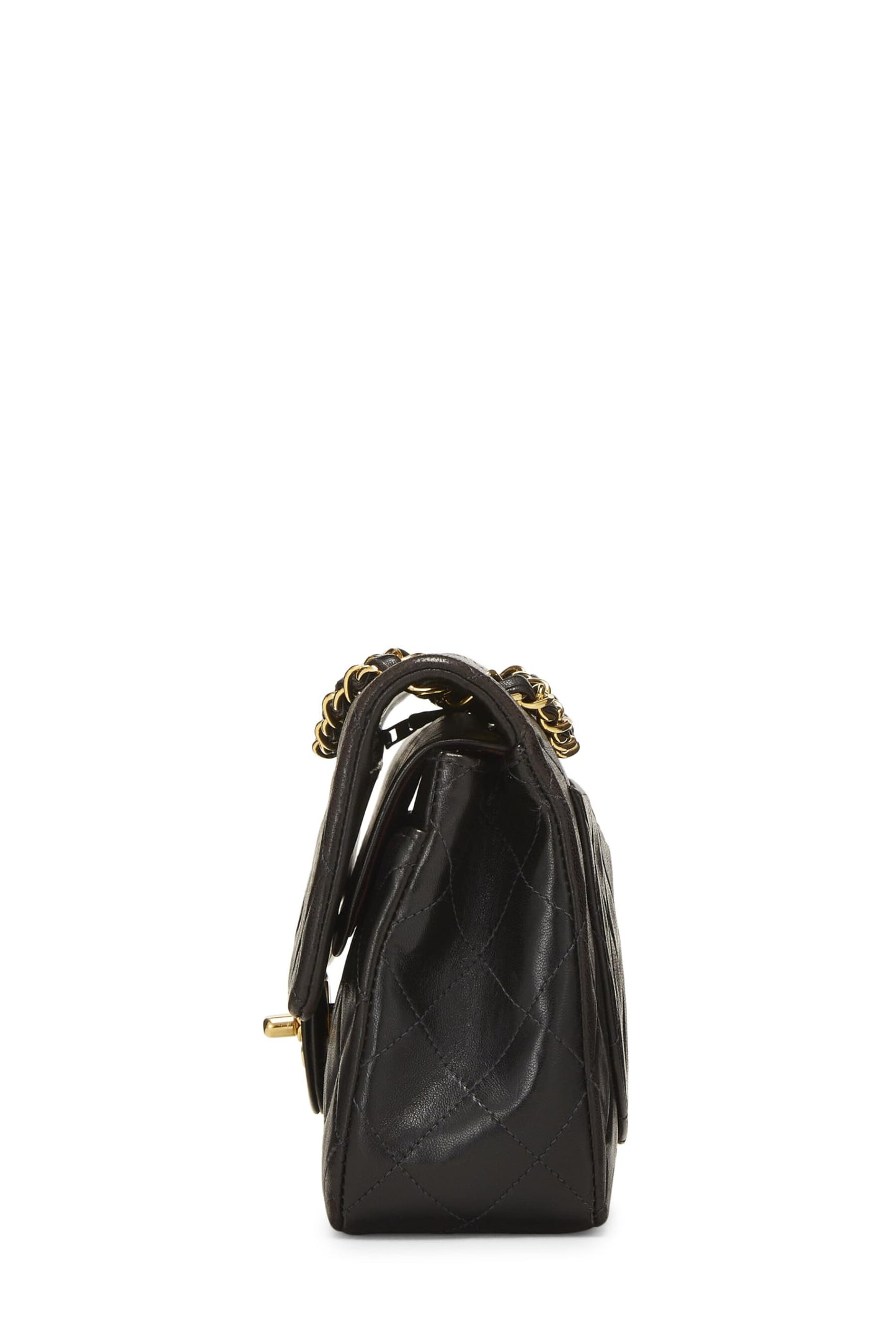 Chanel, sac à main classique à double rabat en cuir d'agneau matelassé noir, petit modèle, noir