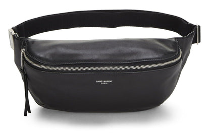 Yves Saint Laurent, Pre-Loved Black Leather Waist Pouch, Black