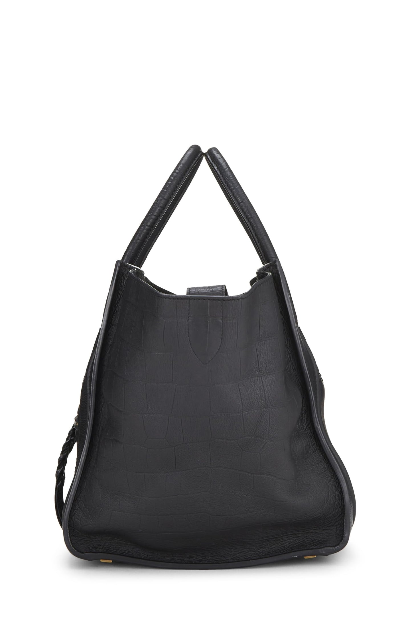 Céline, Phantom de cocodrilo en relieve negro Pre-Loved, tamaño mediano, Negro