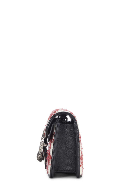 Gucci, sac à bandoulière Dionysus en tweed rouge et blanc d'occasion, petit modèle, multicolore