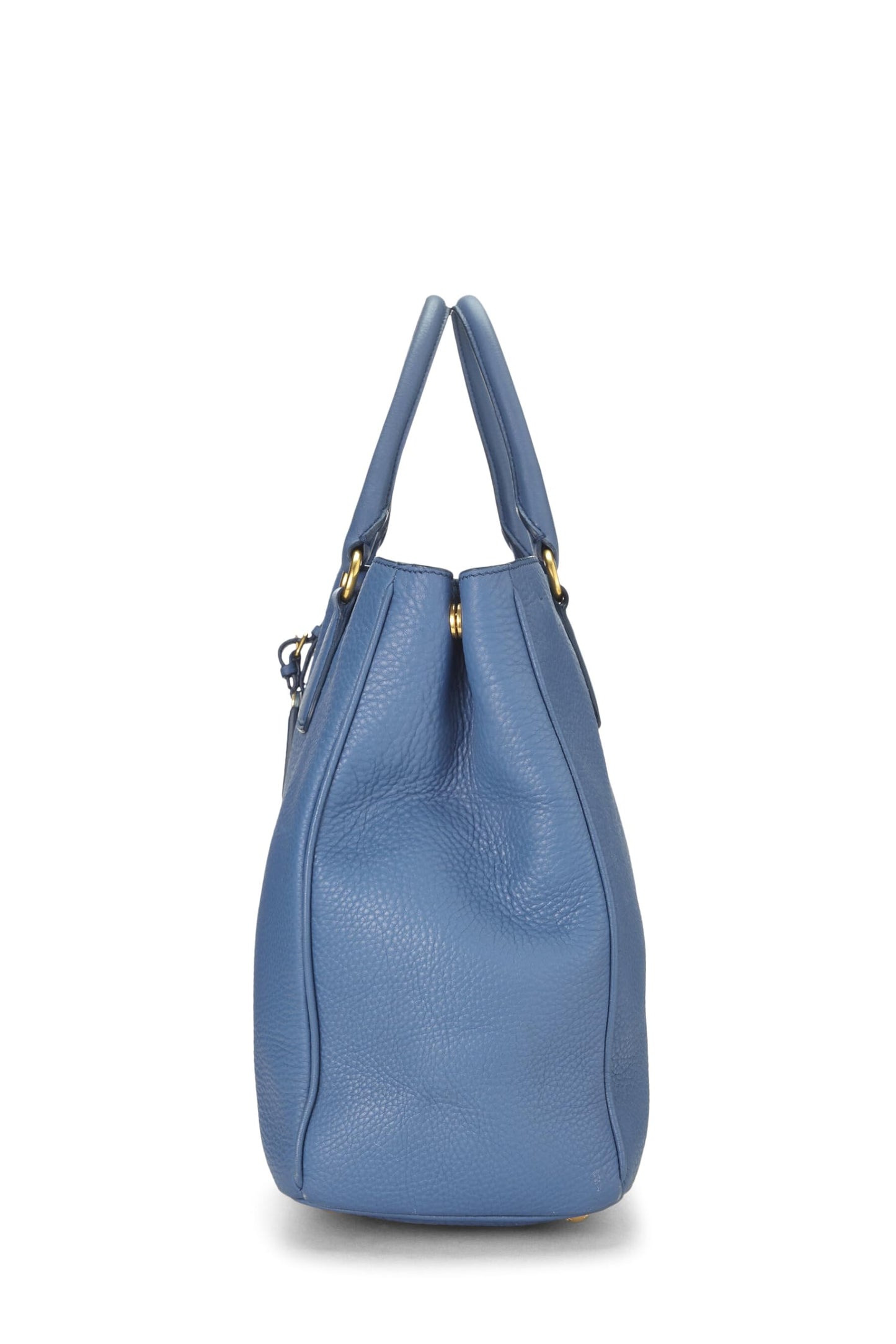 Prada, Pre-Loved Blue Vitello Daino Convertible Open Tote, Blue