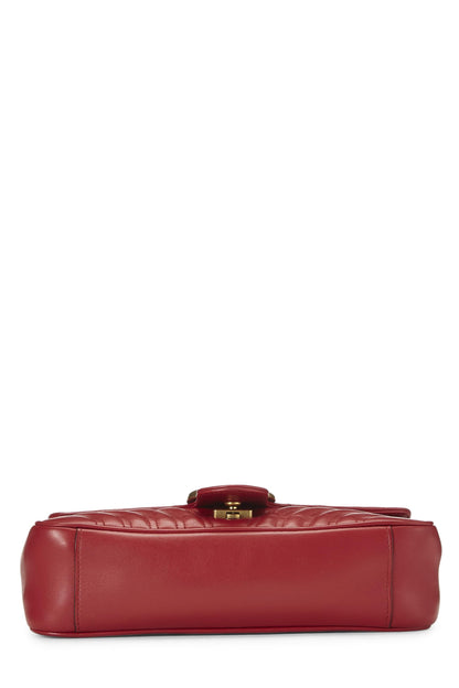 Gucci, sac à bandoulière GG Marmont en cuir rouge d'occasion, petit modèle, rouge