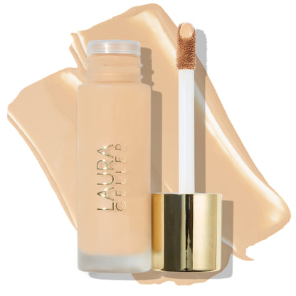 LAURA GELLER Double Take Liquid Foundation | Medium to Full Coverage, Natural Matte Finish, Light