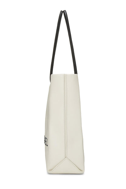 Chanel, Pre-Loved White Leather Essential Rue Cambon Shopping Tote Small, White