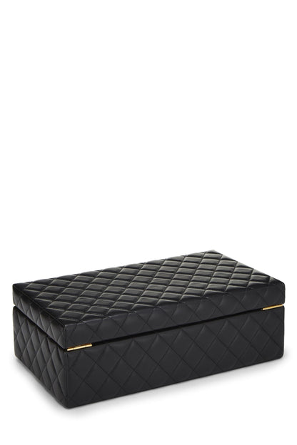 Chanel, Coffret à bijoux en cuir d'agneau noir d'occasion, grand modèle, noir