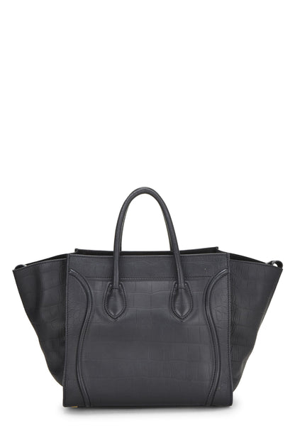 Céline, Phantom Medium crocodile noir gaufré d'occasion, noir