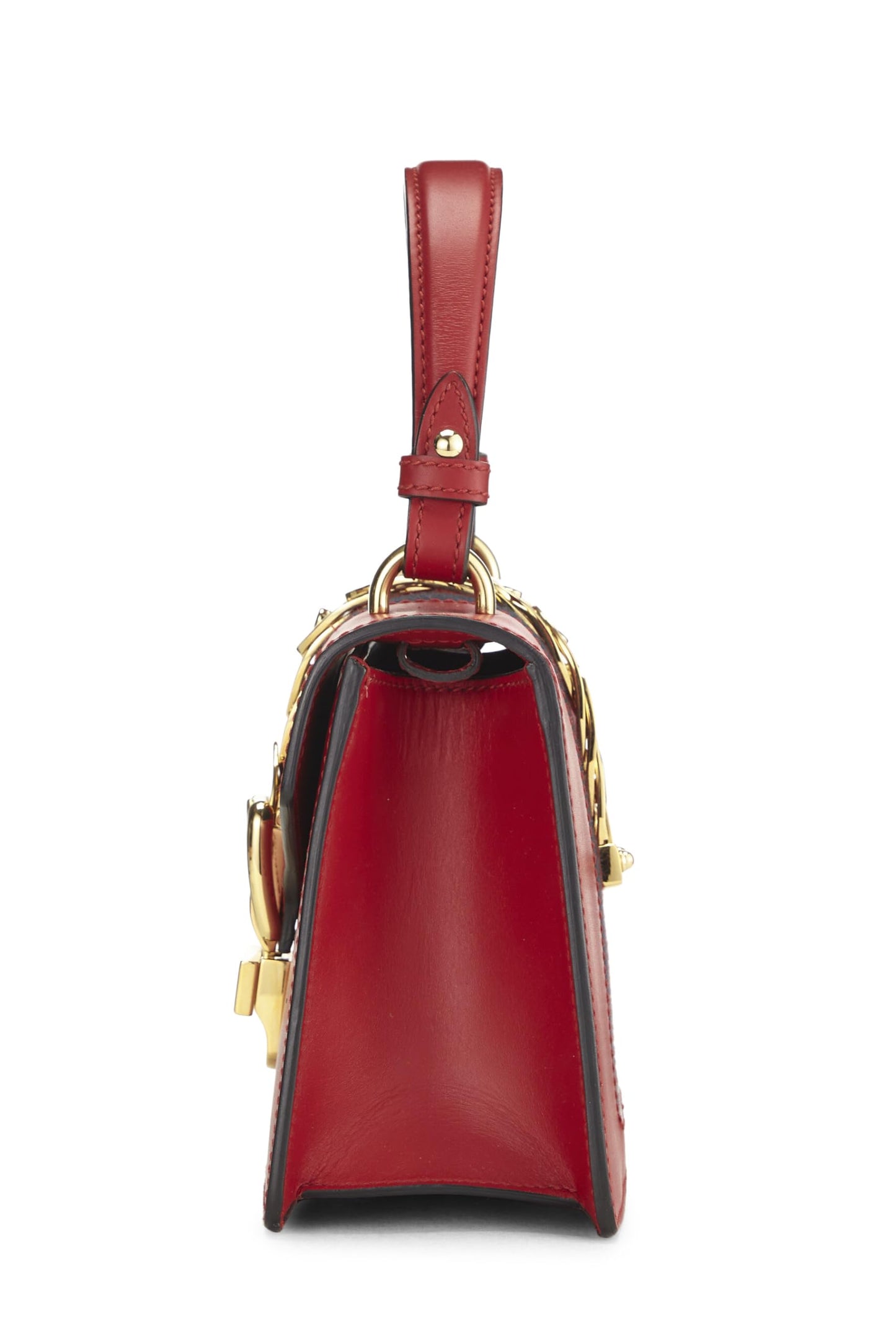 Gucci, Sylvie Mini con tribanda de cuero rojo Pre-Loved, Rojo