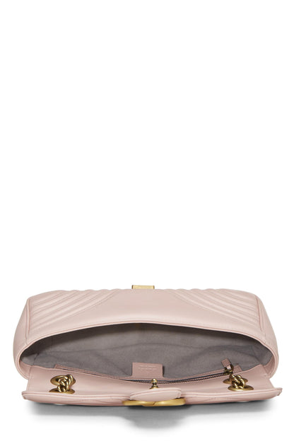 Gucci, sac à bandoulière GG Marmont en cuir rose d'occasion, petit modèle, rose