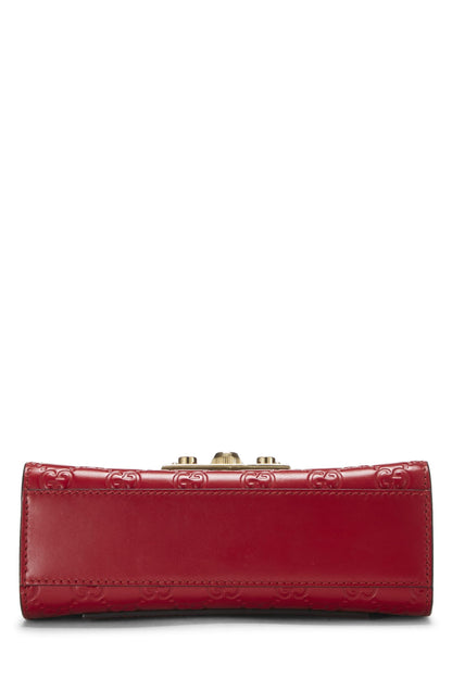 Gucci, Pre-Loved Red Guccissima Leather Padlock Bag Small, Red