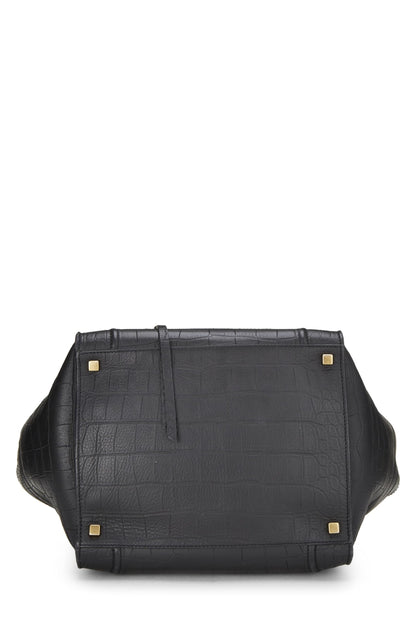 Céline, Phantom de cocodrilo en relieve negro Pre-Loved, tamaño mediano, Negro