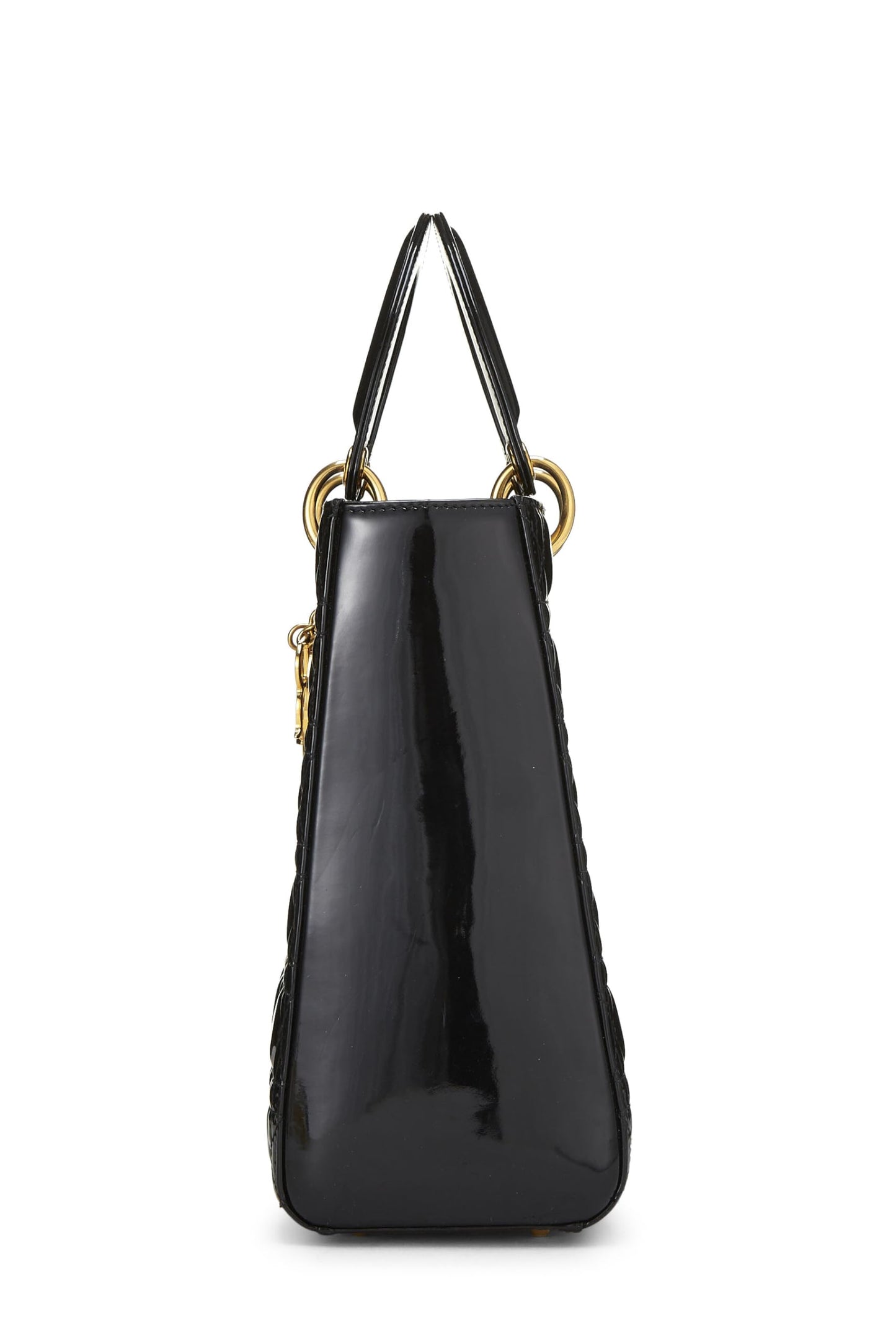 Dior, Lady Dior Large en cuir verni noir Cannage d'occasion, noir