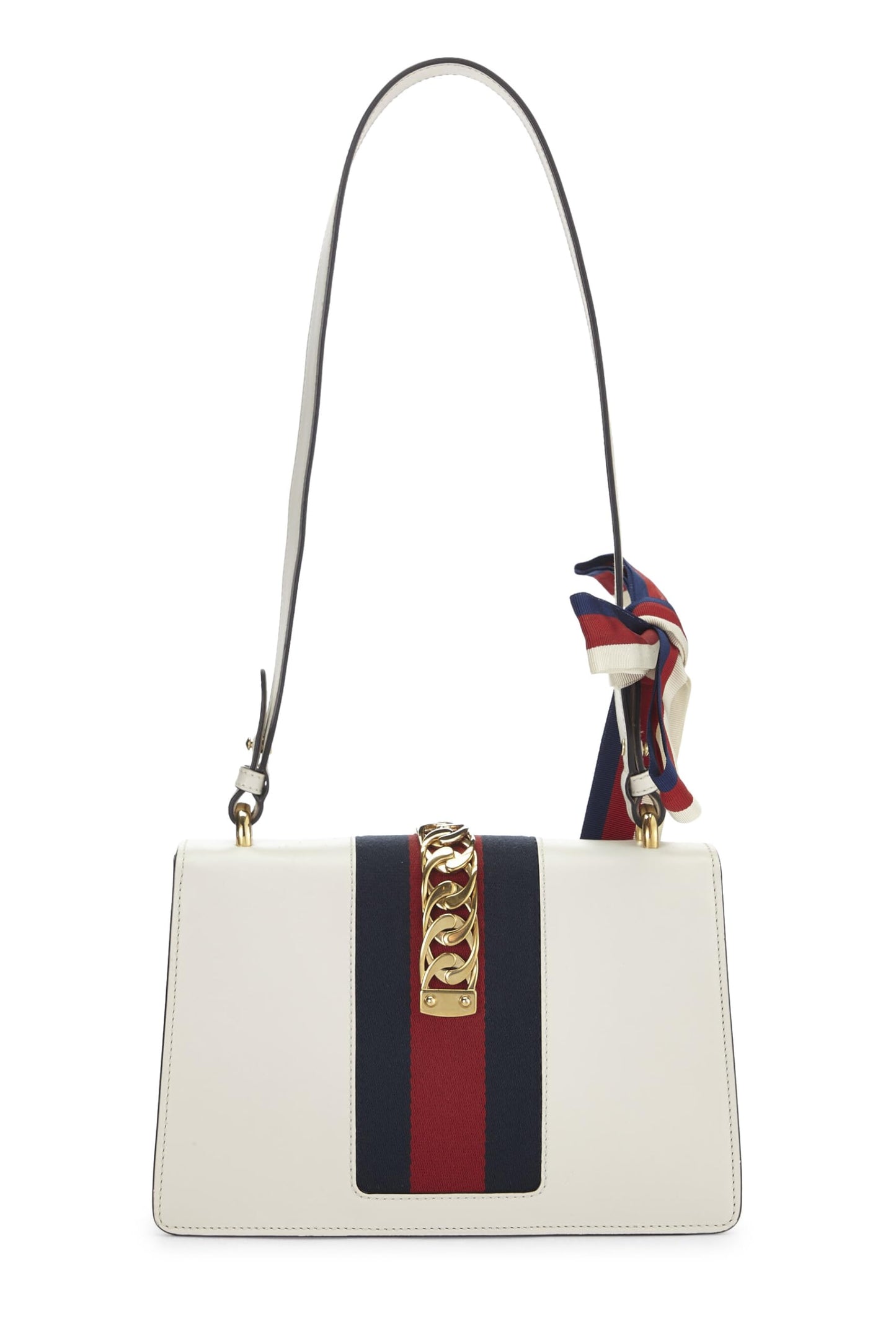 Gucci, Pre-Loved White Leather Sylvie Shoulder Bag, White