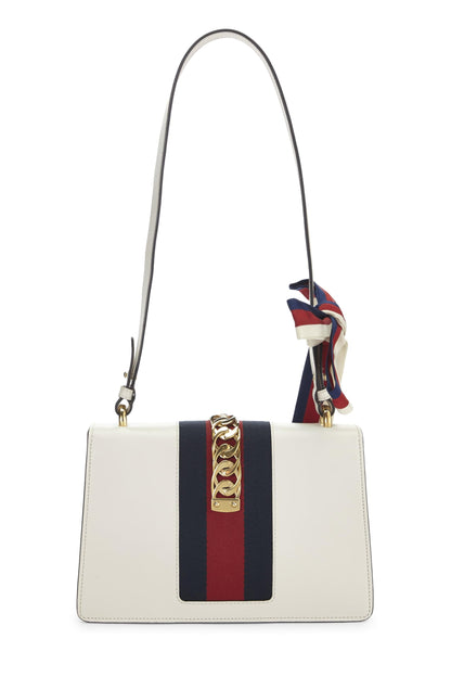 Gucci, Pre-Loved White Leather Sylvie Shoulder Bag, White