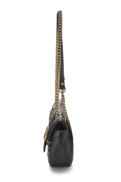 Gucci, sac à bandoulière GG Marmont en cuir noir d'occasion, petit modèle, noir