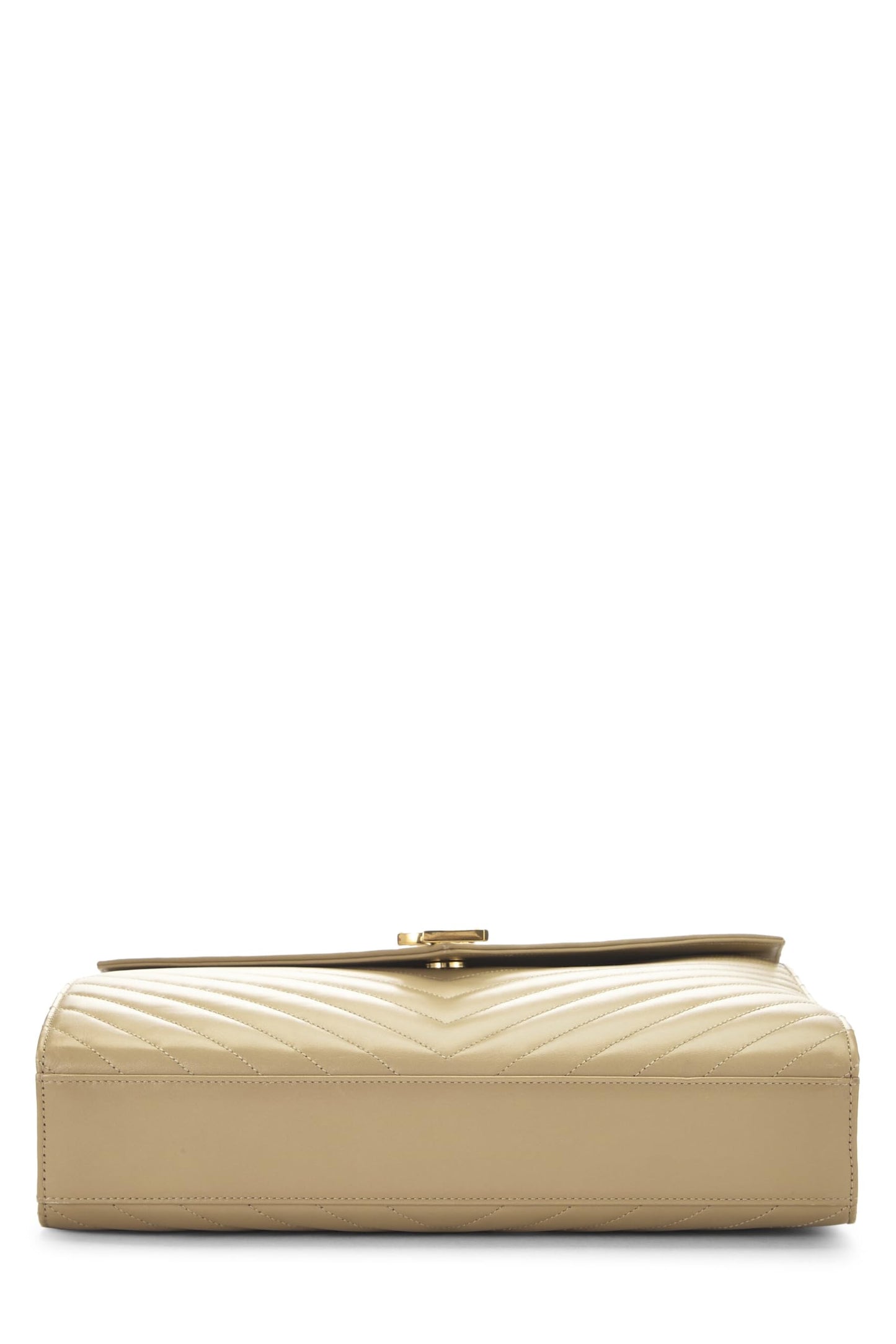 Yves Saint Laurent, sac à bandoulière enveloppe en cuir de veau beige d'occasion, grand modèle, beige