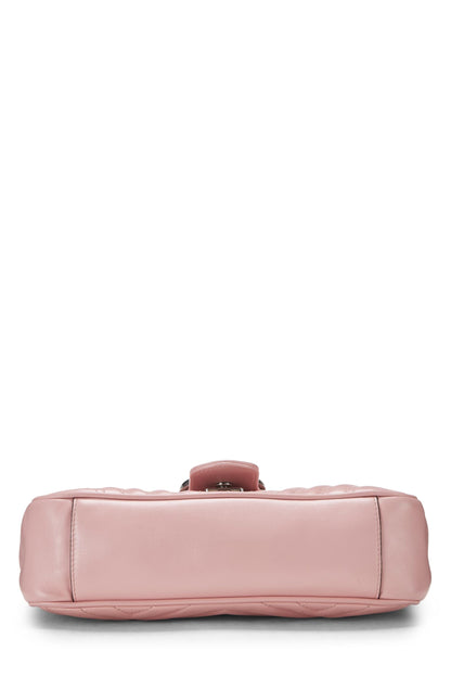 Gucci, Pre-Loved Pink Matelassé Leather Marmont Shoulder Bag, Pink