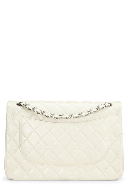 Chanel, sac à main Jumbo New Classic Double Flap matelassé blanc d'occasion, blanc