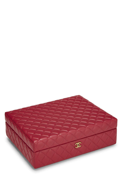 Chanel, Caja de historias de éxito de piel de cordero acolchada roja Pre-Loved, rosa