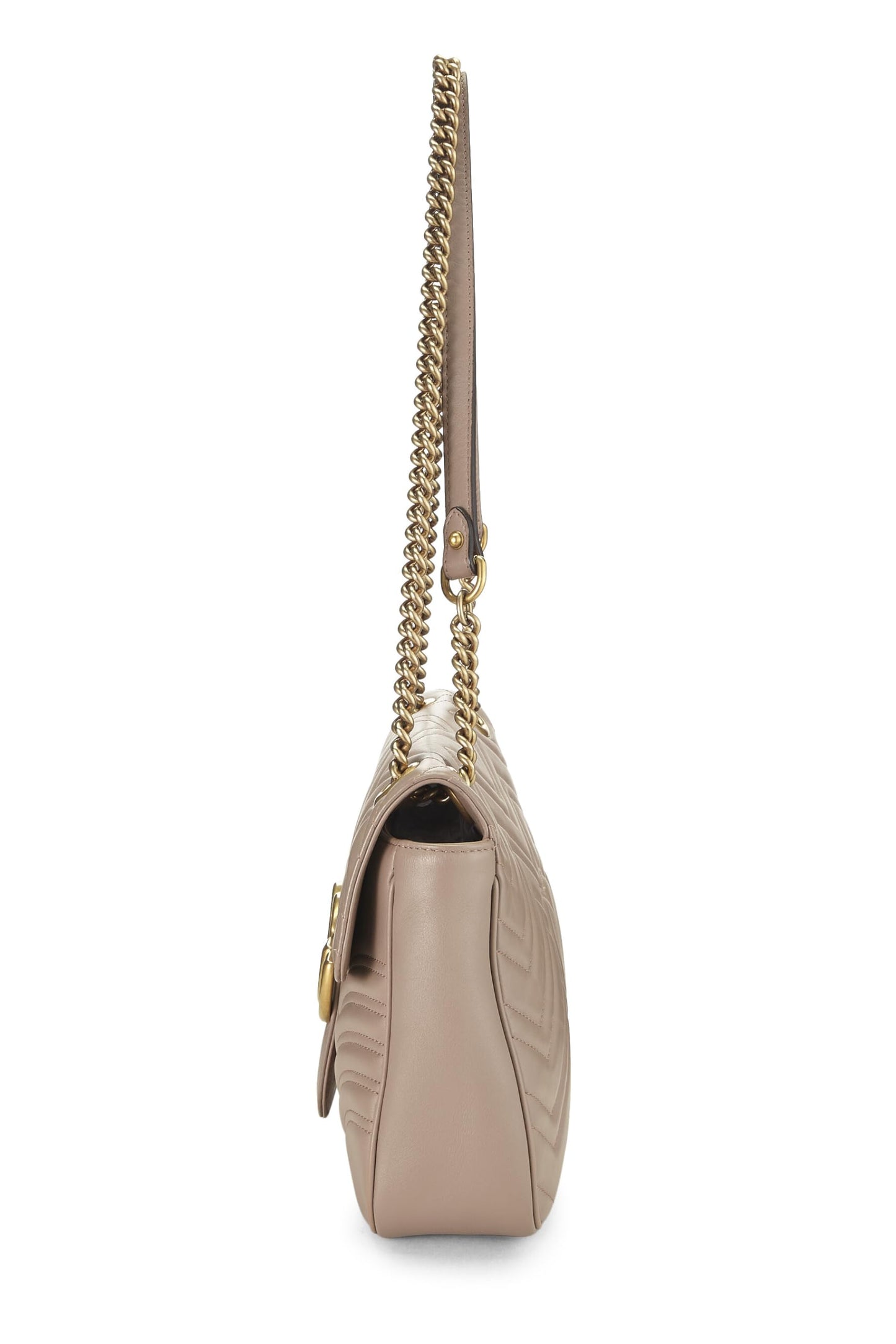 Gucci, sac à bandoulière GG Marmont en cuir beige d'occasion, beige