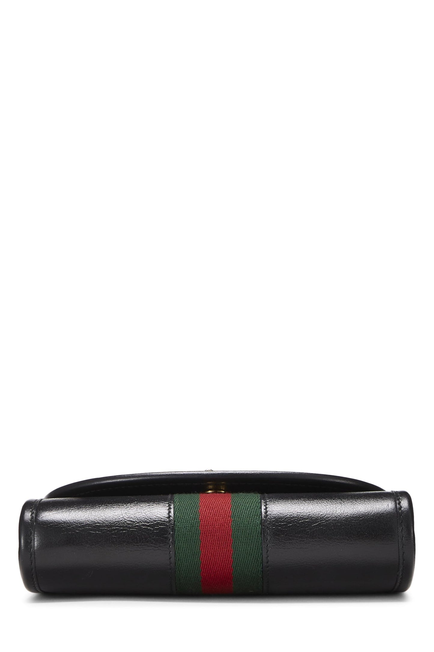 Gucci, Pre-Loved Black Leather Web Rajah Shoulder Bag Mini, Black