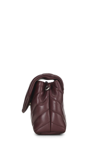 Yves Saint Laurent, Pre-Loved Burgundy Calfskin Monogram Loulou Toy, Burgundy