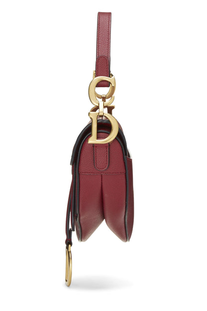 Dior, Pre-Loved Burgundy Calfskin Saddle Bag Mini, Burgundy