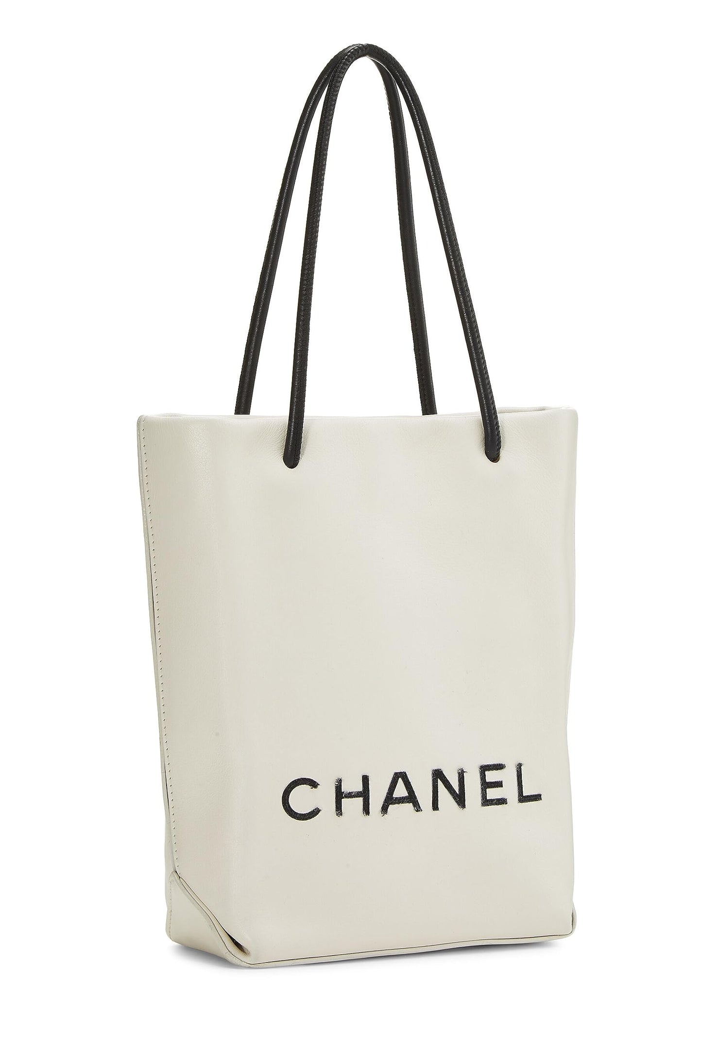 Chanel, Bolso shopping pequeño Rue Cambon esencial de cuero blanco Pre-Loved, Blanco