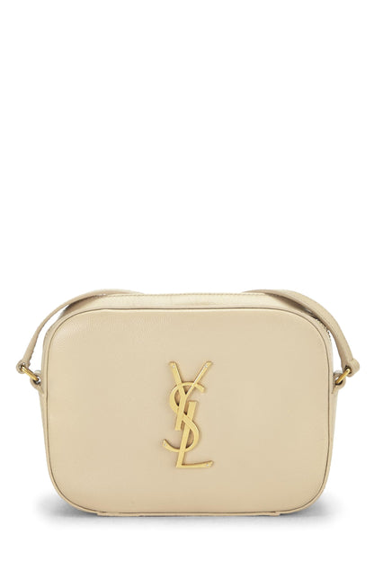 Yves Saint Laurent, sac à main Lou Camera Mini en cuir beige d'occasion, beige