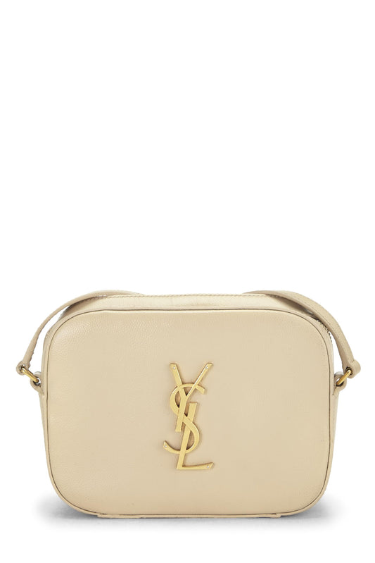 Yves Saint Laurent, sac à main Lou Camera Mini en cuir beige d'occasion, beige