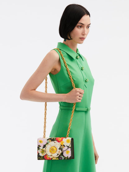 Oscar de la Renta, Bolso TRO con estampado de amapola, Oliva Multi