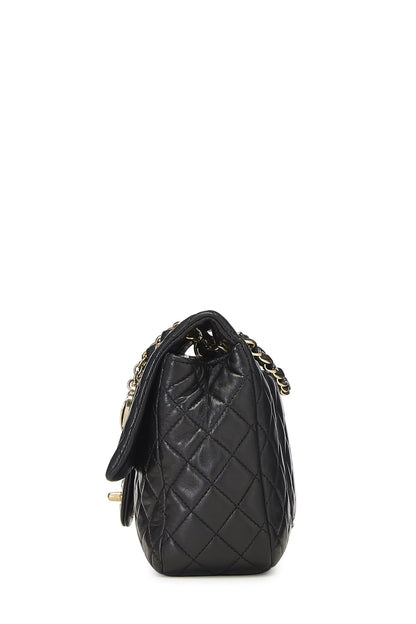 Chanel, Pre-Loved Black Quilted Lambskin Valentine Single Flap Medium, Black