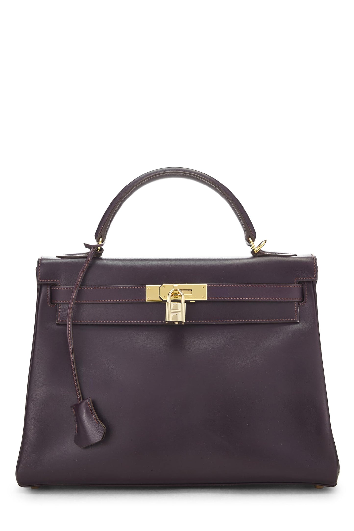 Hermès, Pre-Loved Raisin Box Kelly Retourne 32, Raisin