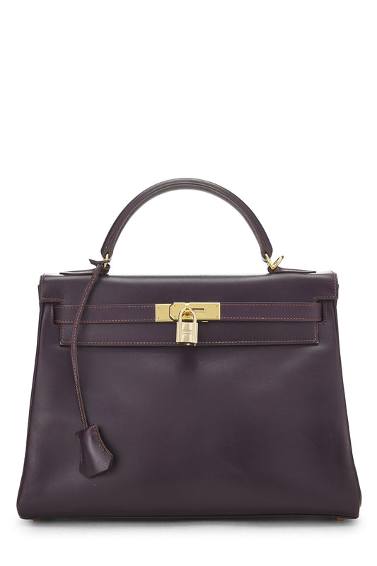 Hermès, Pre-Loved Raisin Box Kelly Retourne 32, Raisin