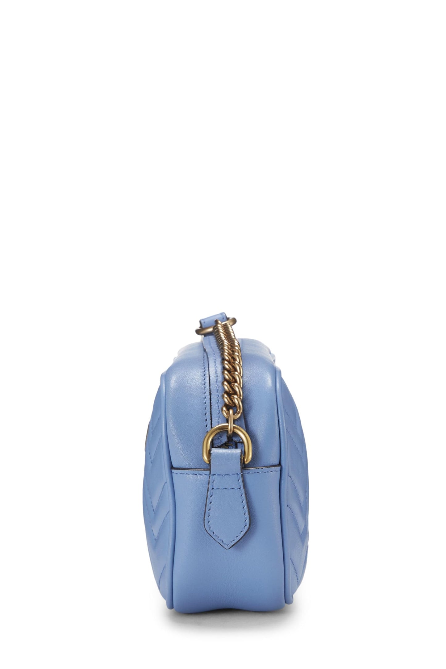 Gucci, Mini sac bandoulière GG Marmont en cuir bleu d'occasion, bleu