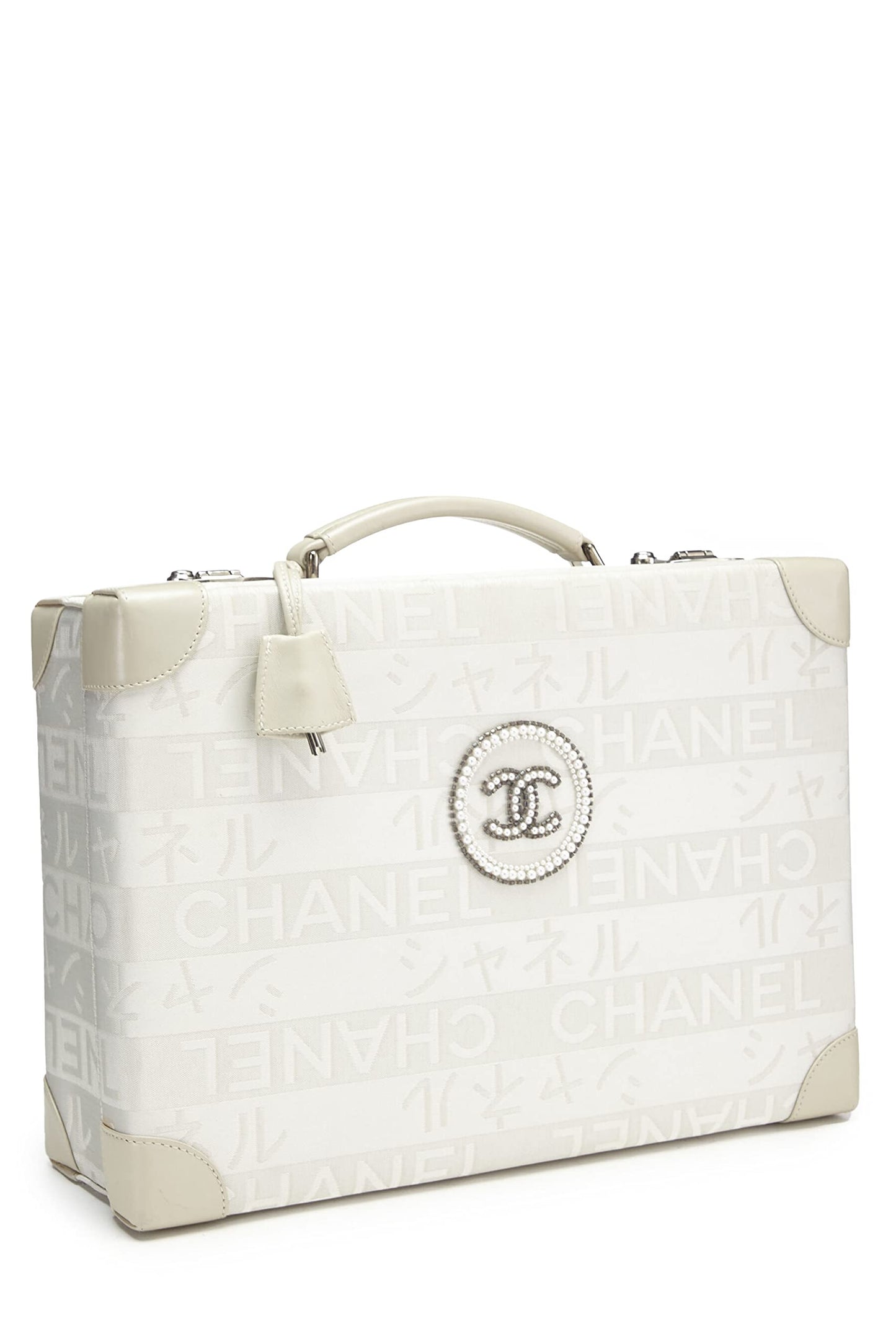 Chanel, Maletín Ginza LTD de satén blanco pre-Loved, Blanco