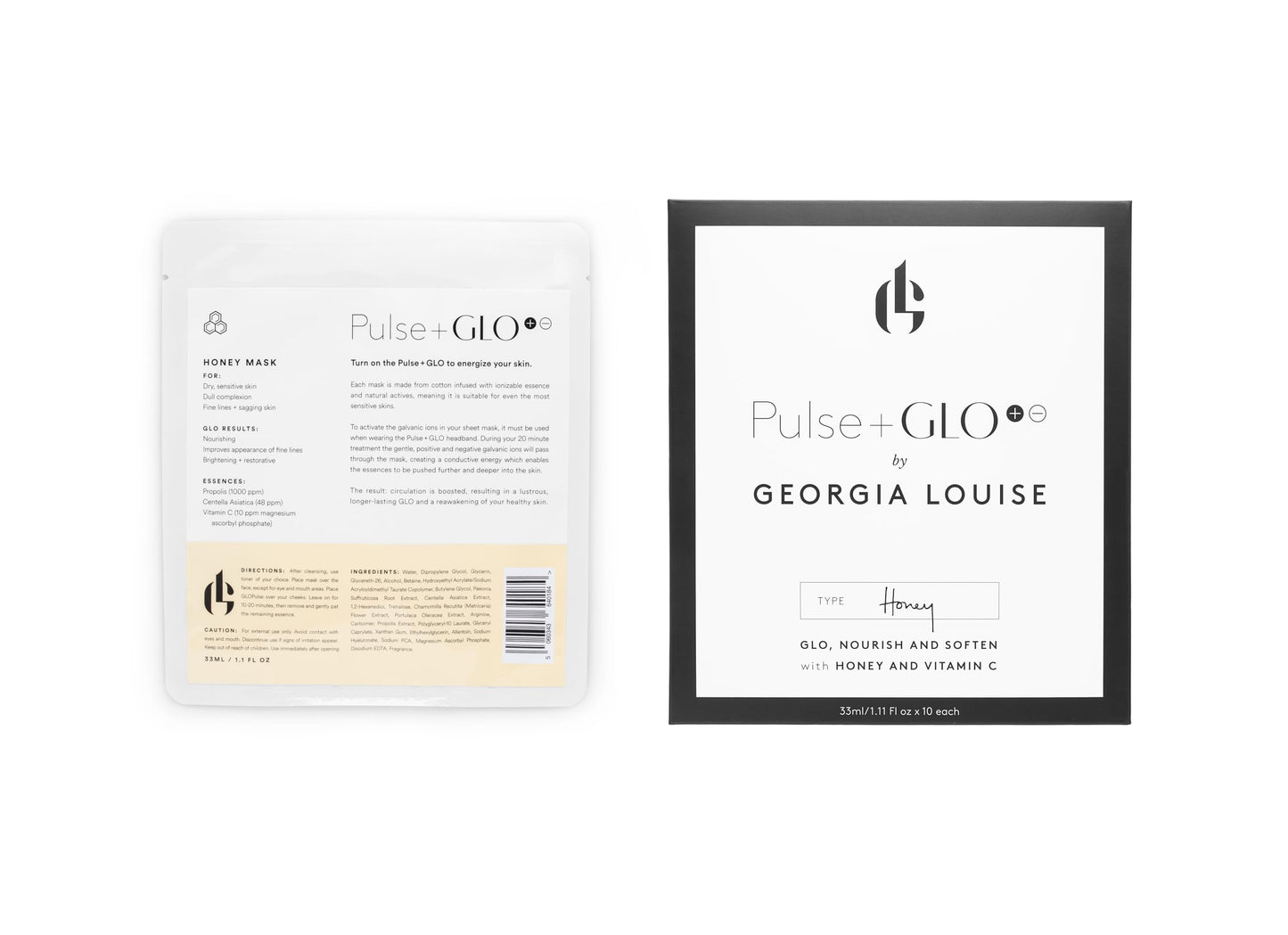 GEORGIA LOUISE Pulse + GLO Mascarillas en hoja, Miel