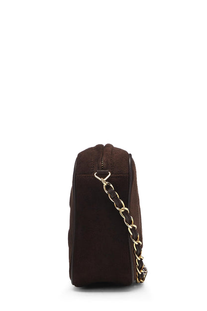 Chanel, Mini sac photo en daim marron d'occasion, marron